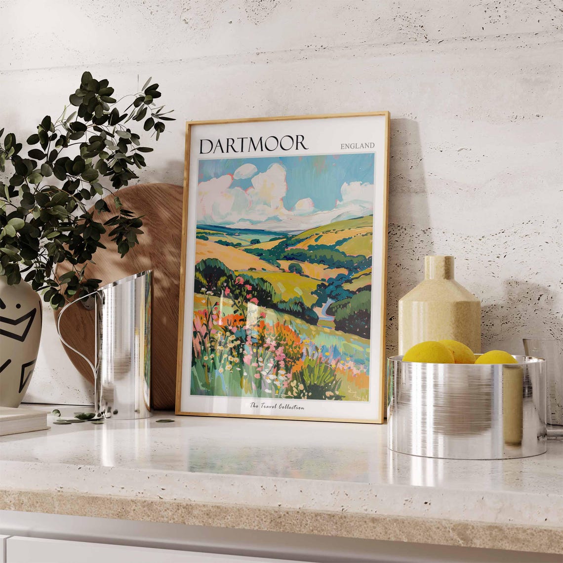 Dartmoor England Wildflower Meadow Rolling Hills Clouds Poster - Image 3