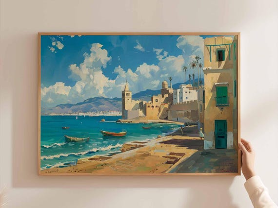 Algiers Poster Algeria Travel Print Algerian Wall Art North Africa Decor Coastal Gift