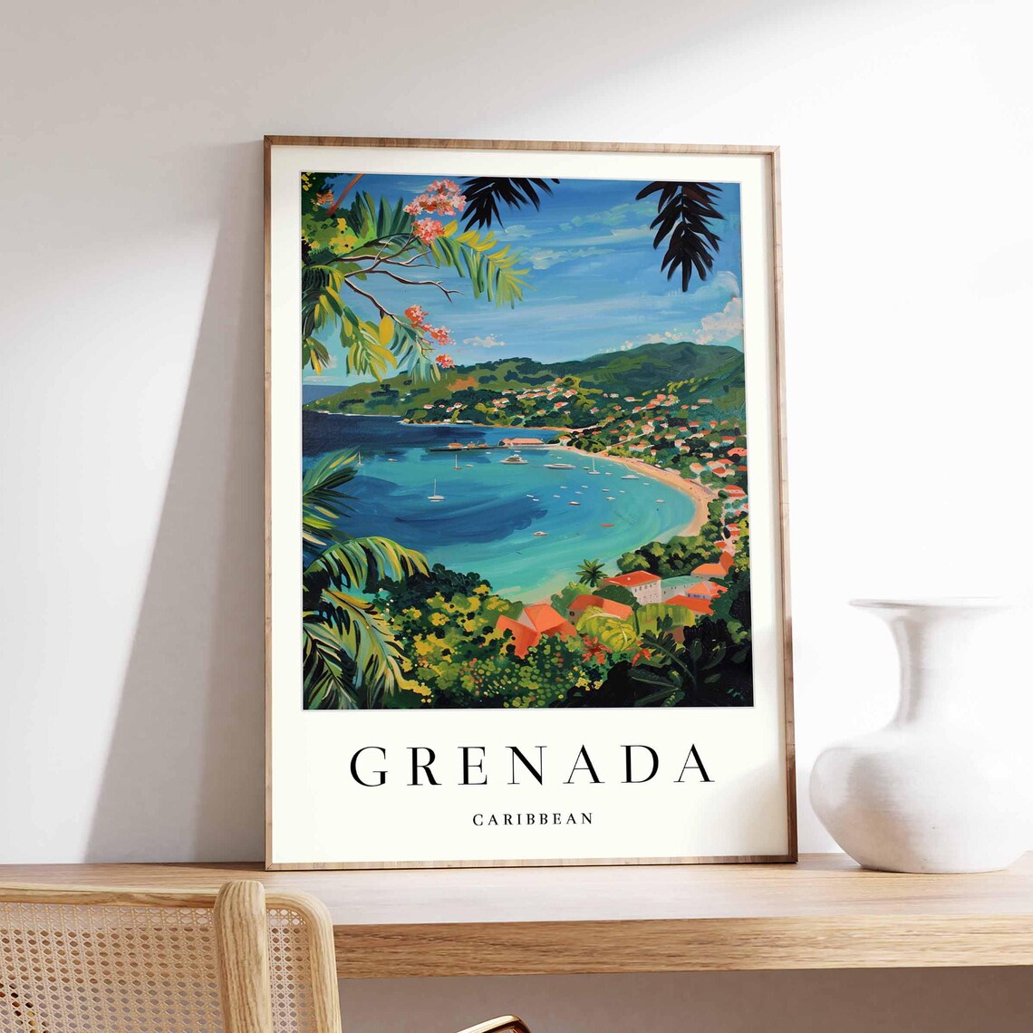 Grenada Travel Poster, Grand Anse Beach Caribbean