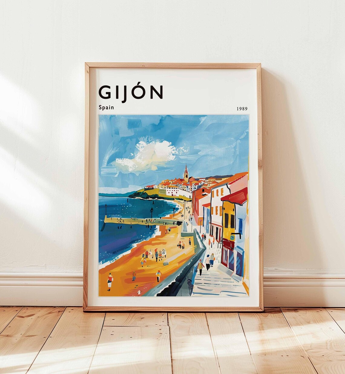 Gijon Spain Travel Poster Asturias Coastal Wall Art
