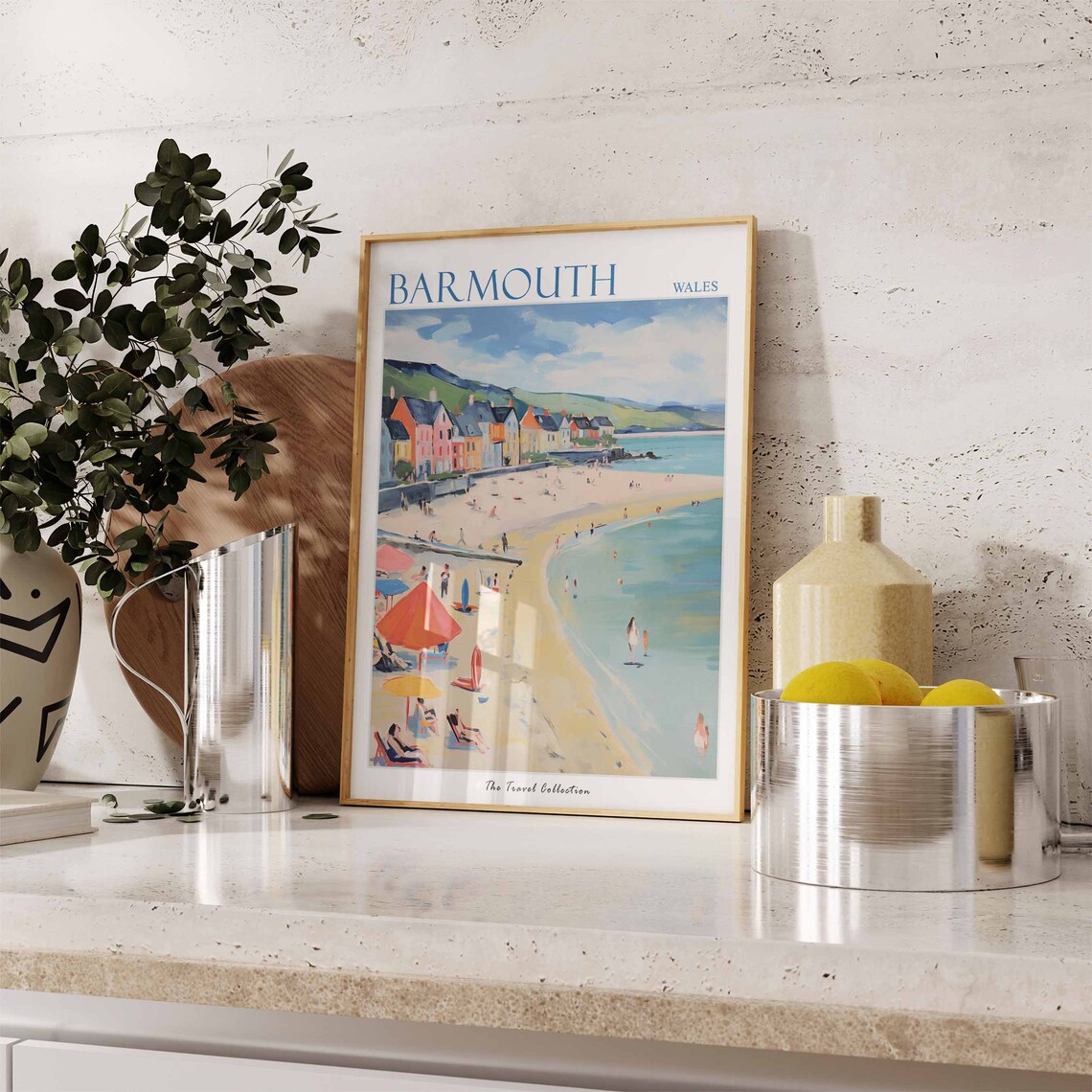 Barmouth Wales Seaside Beach Colorful Houses Travel Art Poster - Image 3