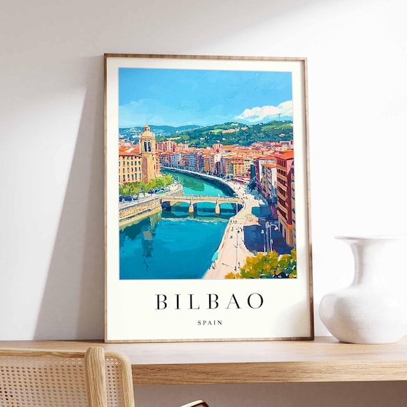 Bilbao Poster Spain Travel Print Guggenheim Museum Basque City Wall Art Cityscape European Architecture Decor
