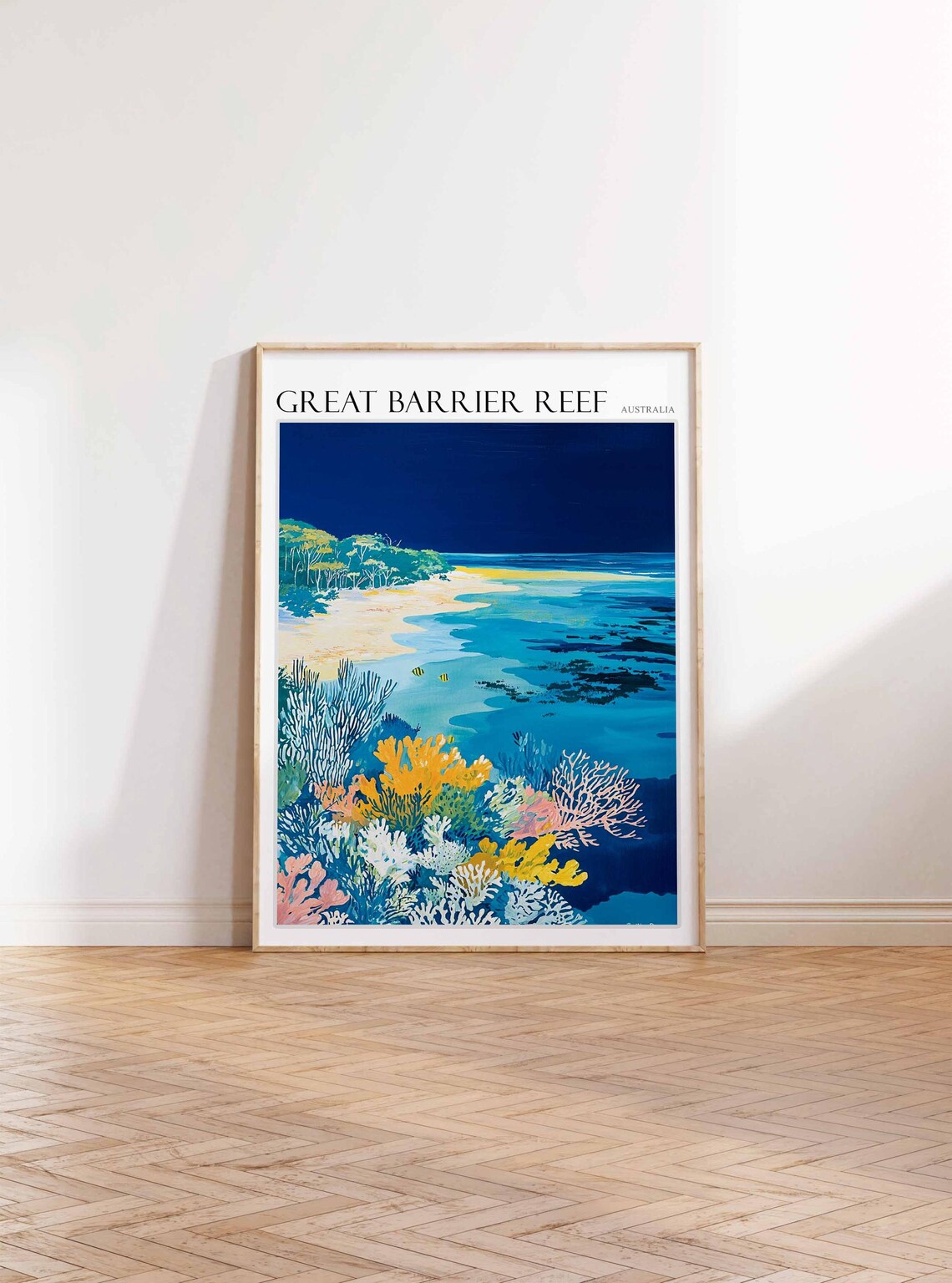 Great Barrier Reef Coral Island Lagoon Night Tones Australia Poster - Image 3