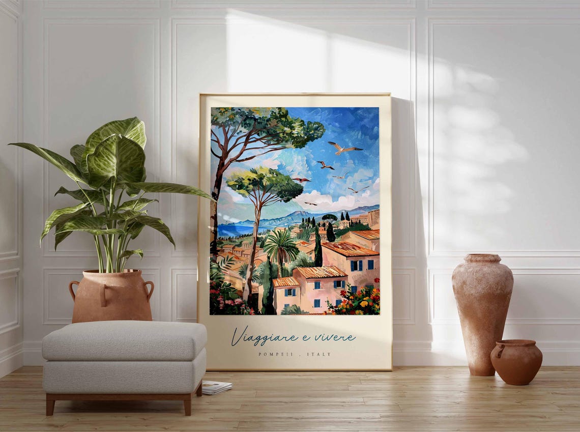 Pompeii Poster Italian Travel Print Pompeii Travel Art Pompeii Wall Art Italy Art Italy Travel Decor Italian Travel Gift - Image 3
