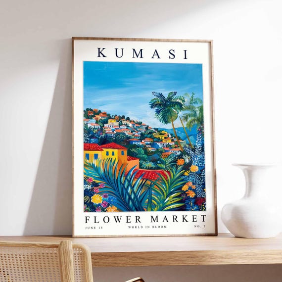 Kumasi Flower Market Poster Print Ghanaian Floral Wall Art Decor Botanical Ghana Africa Travel