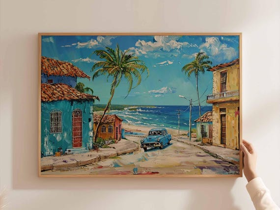 Vintage Travel Poster Classic Car Havana Wall Art