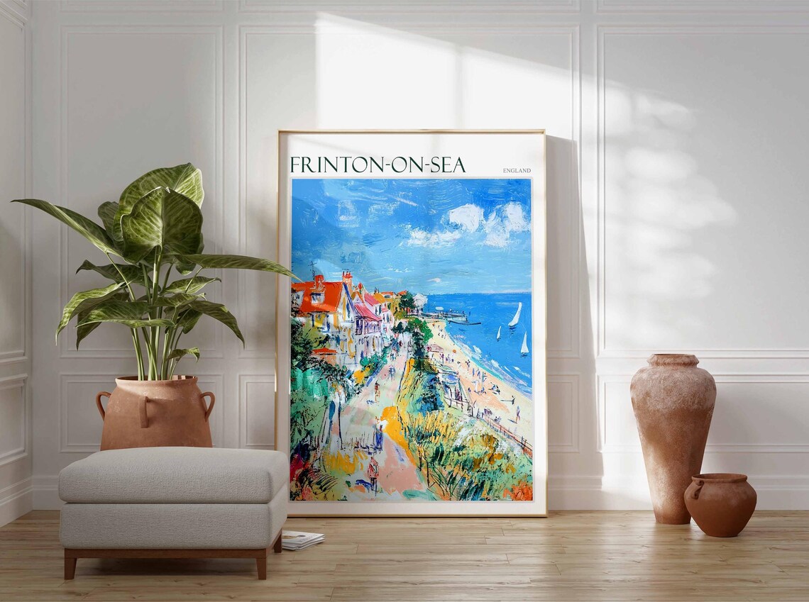 Frinton On Sea Impressionist Beach Path Sailboats Colorful Coast Travel Poster - Image 3