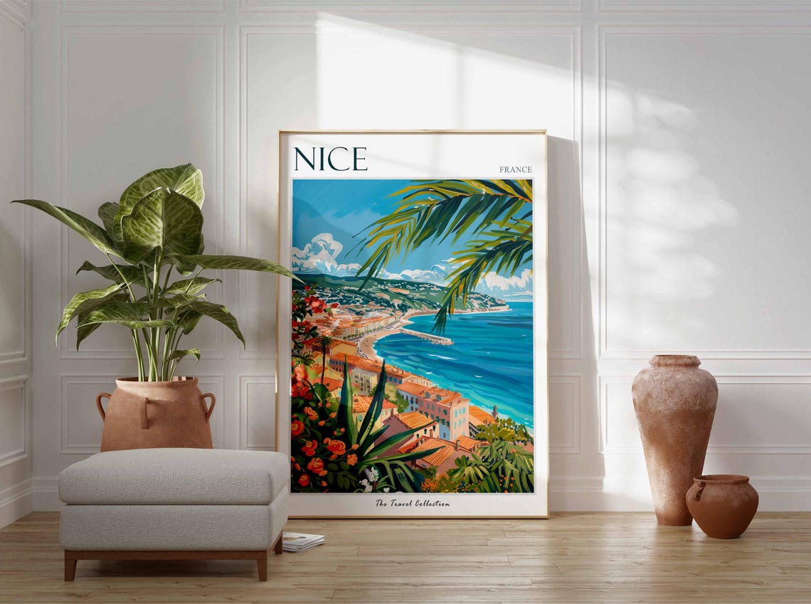 Nice Poster France Travel Print French Decor Europe Travel Poster European Wall Art City Print Nice Gift Nice Travel Poster - Image 2