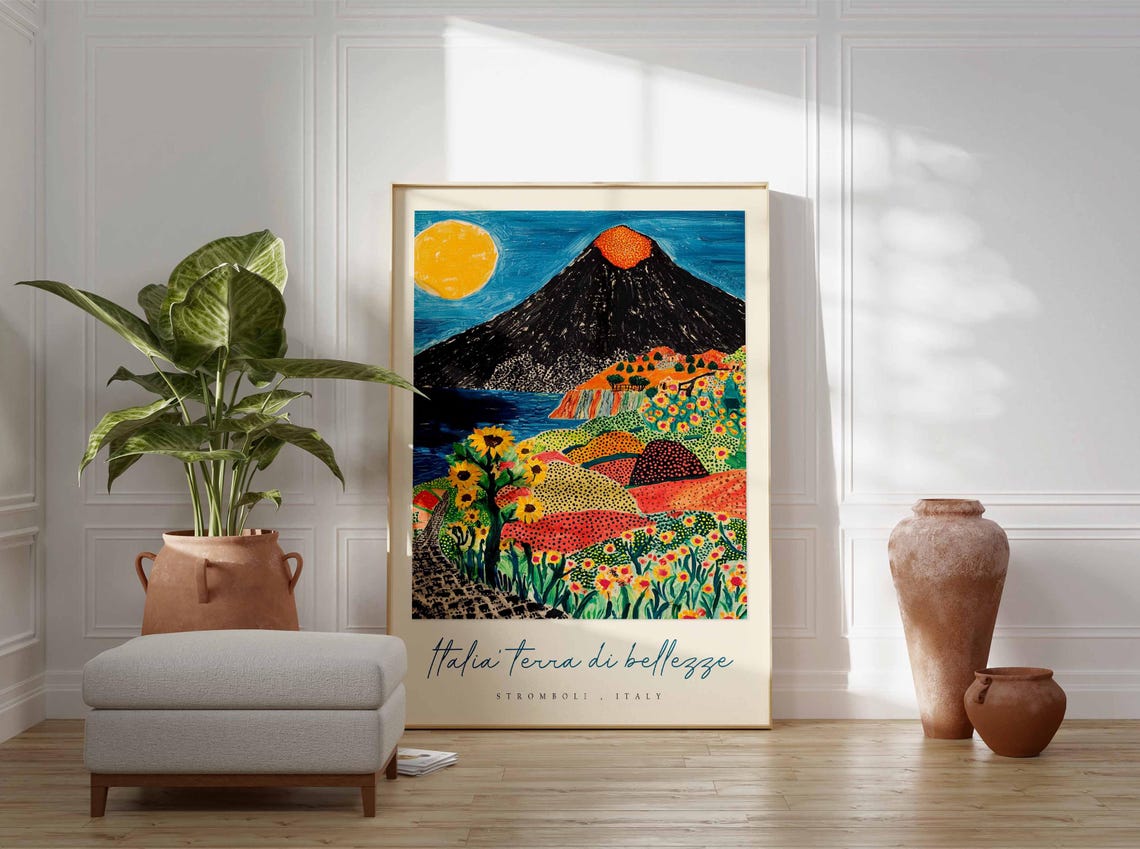 Stromboli Poster Italian Travel Print Stromboli Travel Art Stromboli Wall Art Italy Art Italy Travel Decor Italian Travel Gift - Image 3