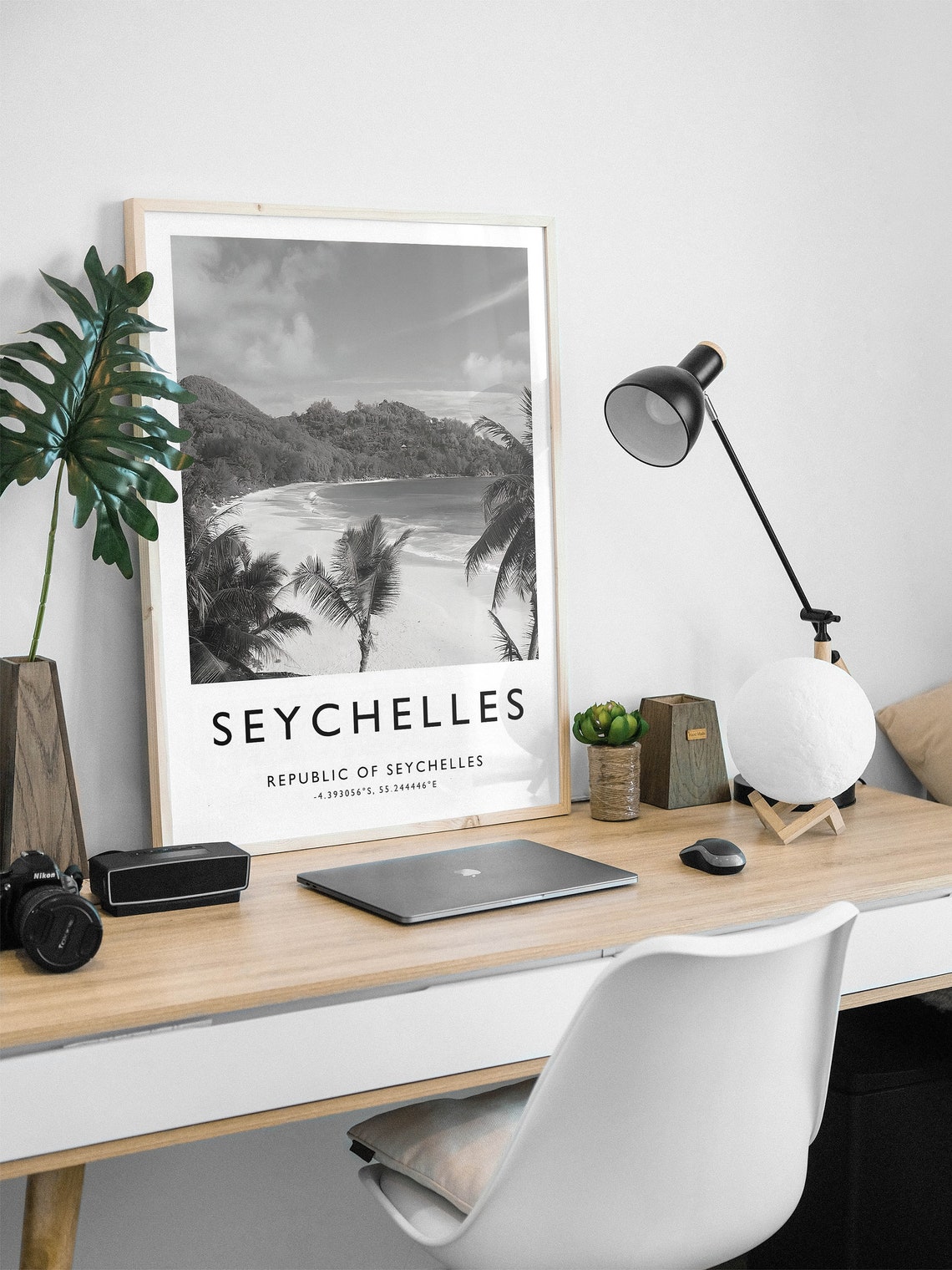 Seychelles Travel Print Seychelles Travel Poster Tropical Print Travel Art Travel Decor Black And White Print Photographic Art - Image 2