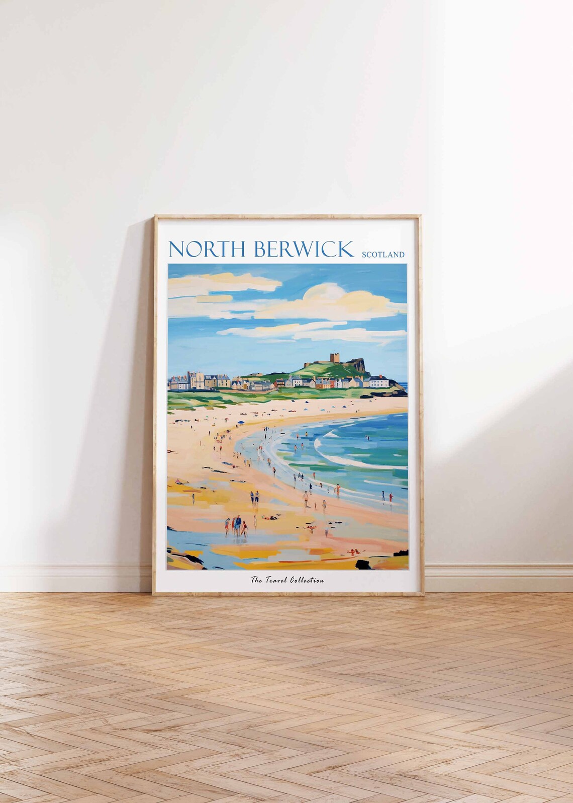 North Berwick Scotland Sandy Beach Castle on Hill Travel Poster - Image 2