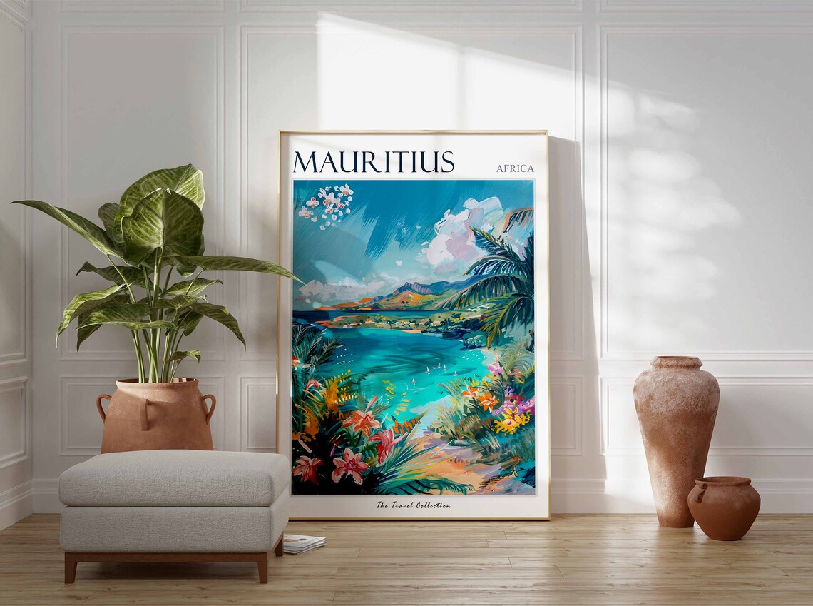 Mauritius Travel Poster, Tropical Botanical Decor Print - Image 2