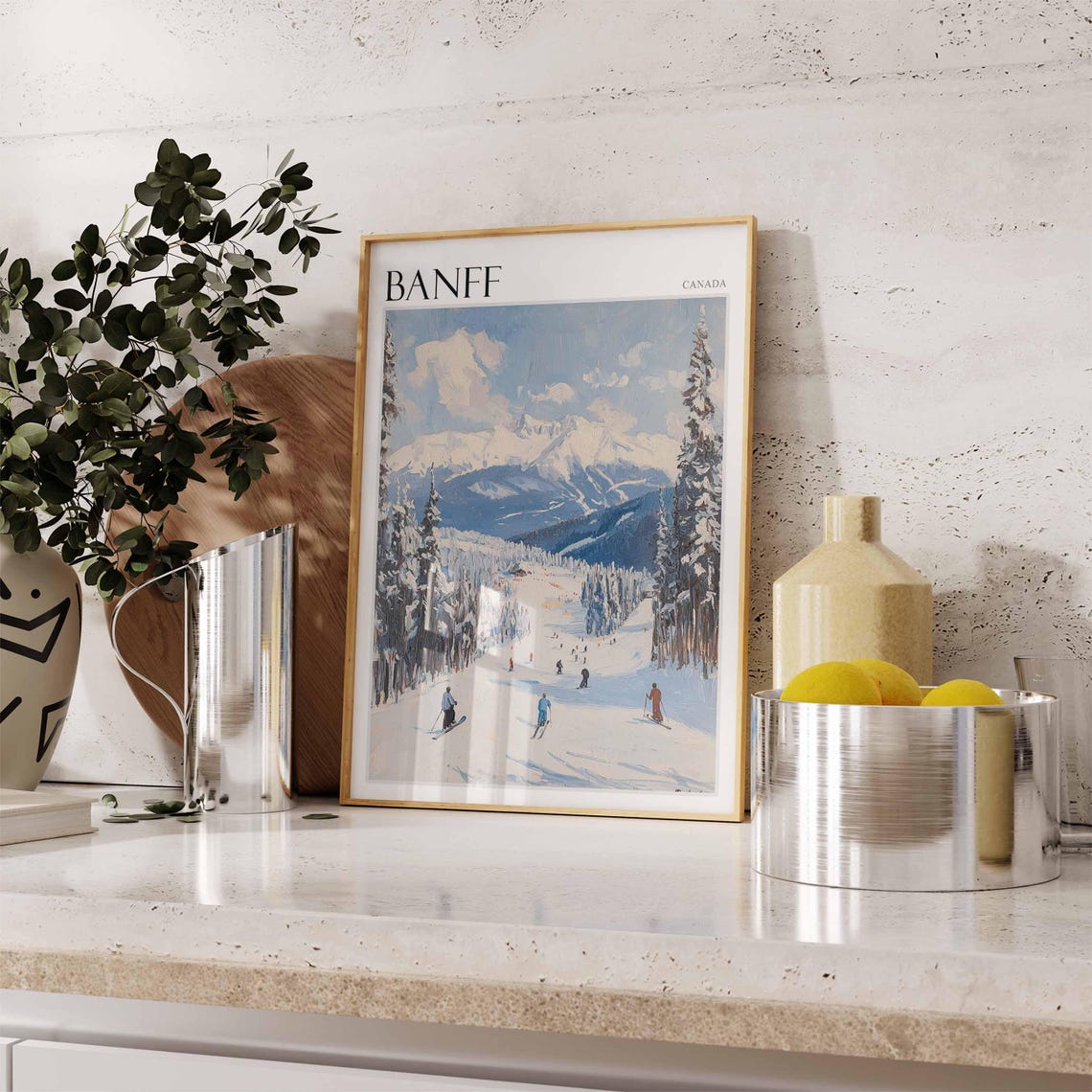 Skiing Travel Poster Skiing Art Banff Poster Canadian Rockies Wall Art Lake Louise Poster Mountain Poster Banff Travel Art Banff Art - Image 3