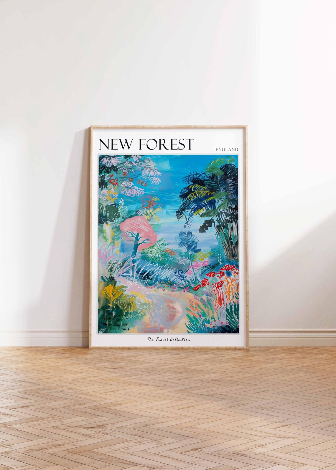New Forest Dreamy Soft Pastel Woodland Pink Tree Abstract Poster - Image 2