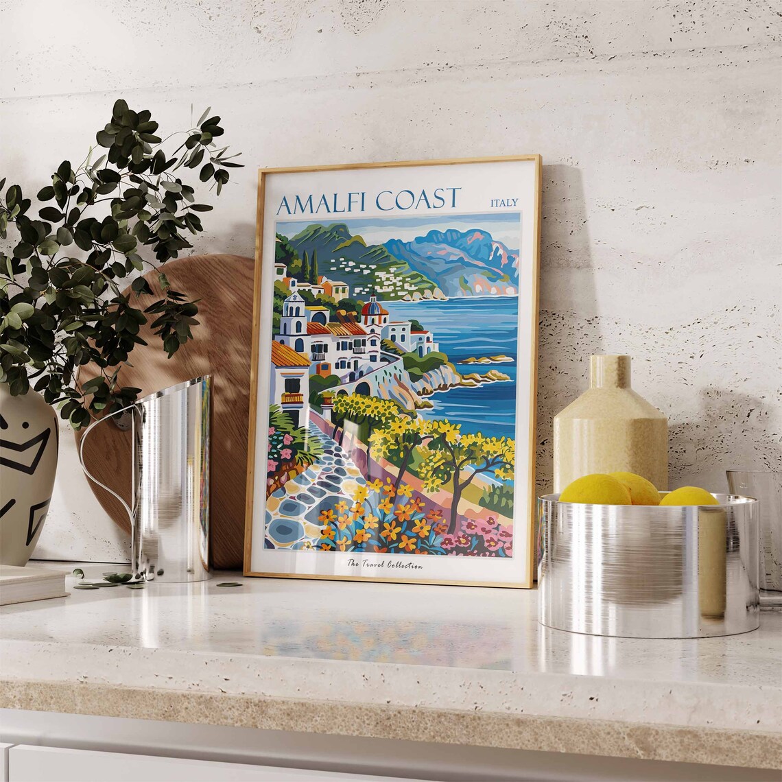 Amalfi Coast Poster Amalfi Travel Print Italy Travel Poster Tropical Decor Beach Art Travel Gift Floral Print Botanical Print - Image 2