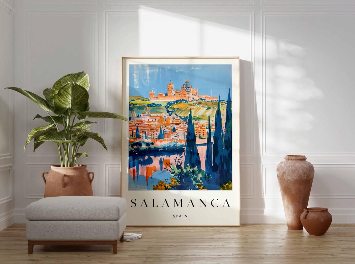 Salamanca Spain Cathedral on the Hill by the River View Poster - Image 4