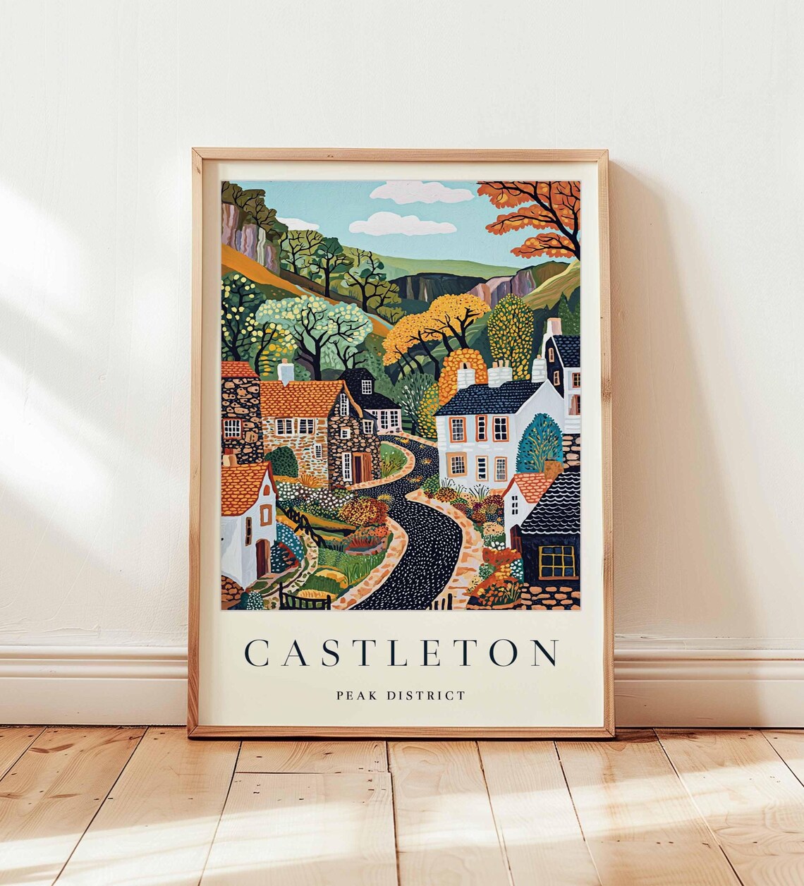 Castleton Village Peak District Travel Poster, Derbyshire