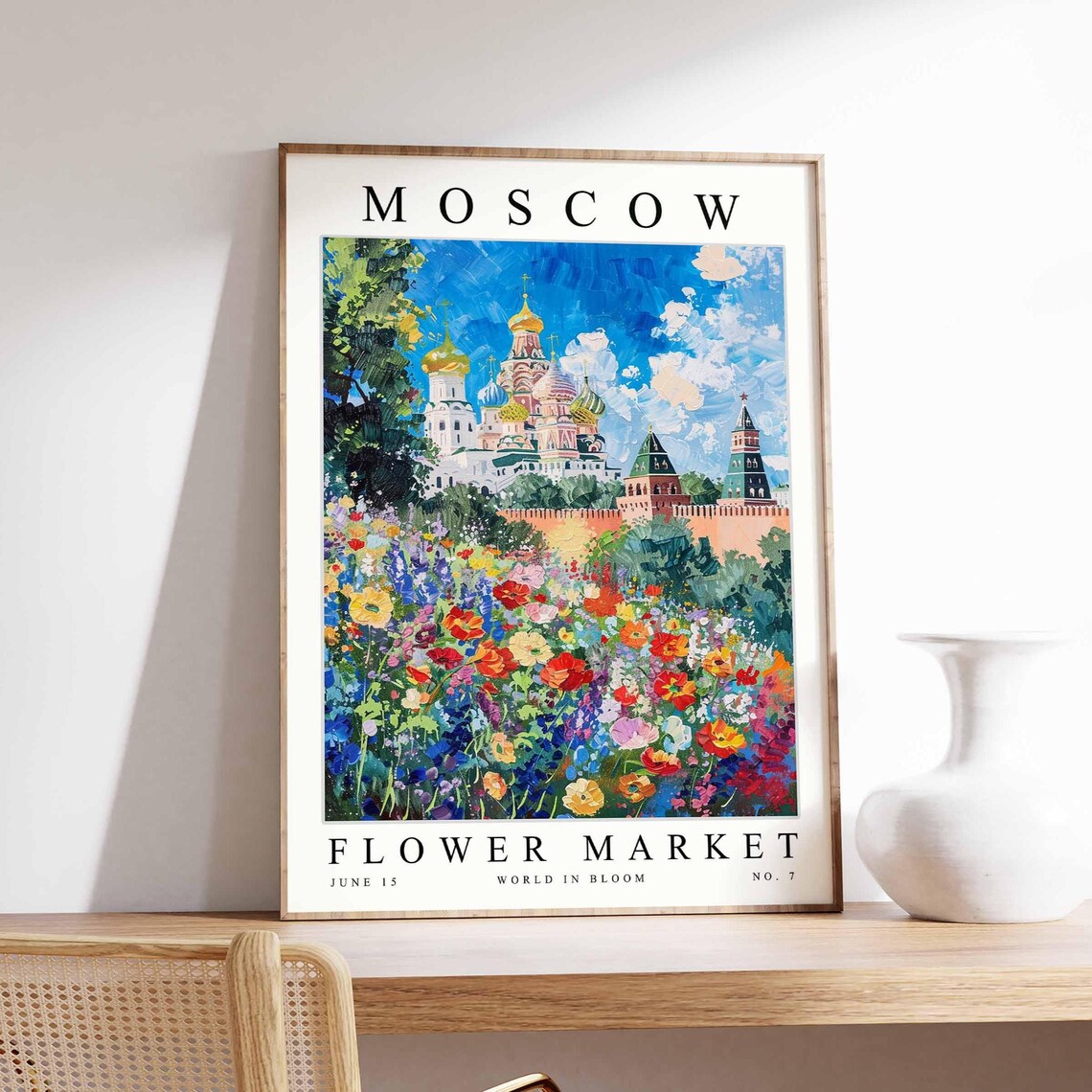 Moscow Russia Flower Market World In Bloom Colorful Floral Poster