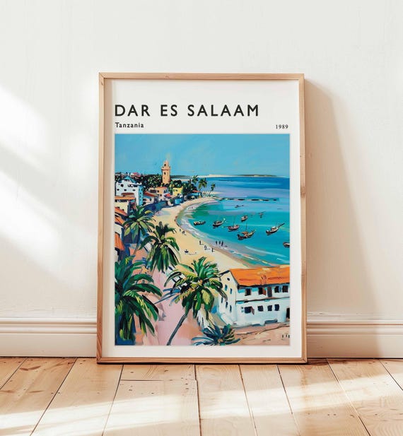 Dar Es Salaam Poster Tanzania Travel Print East Africa Wall Art