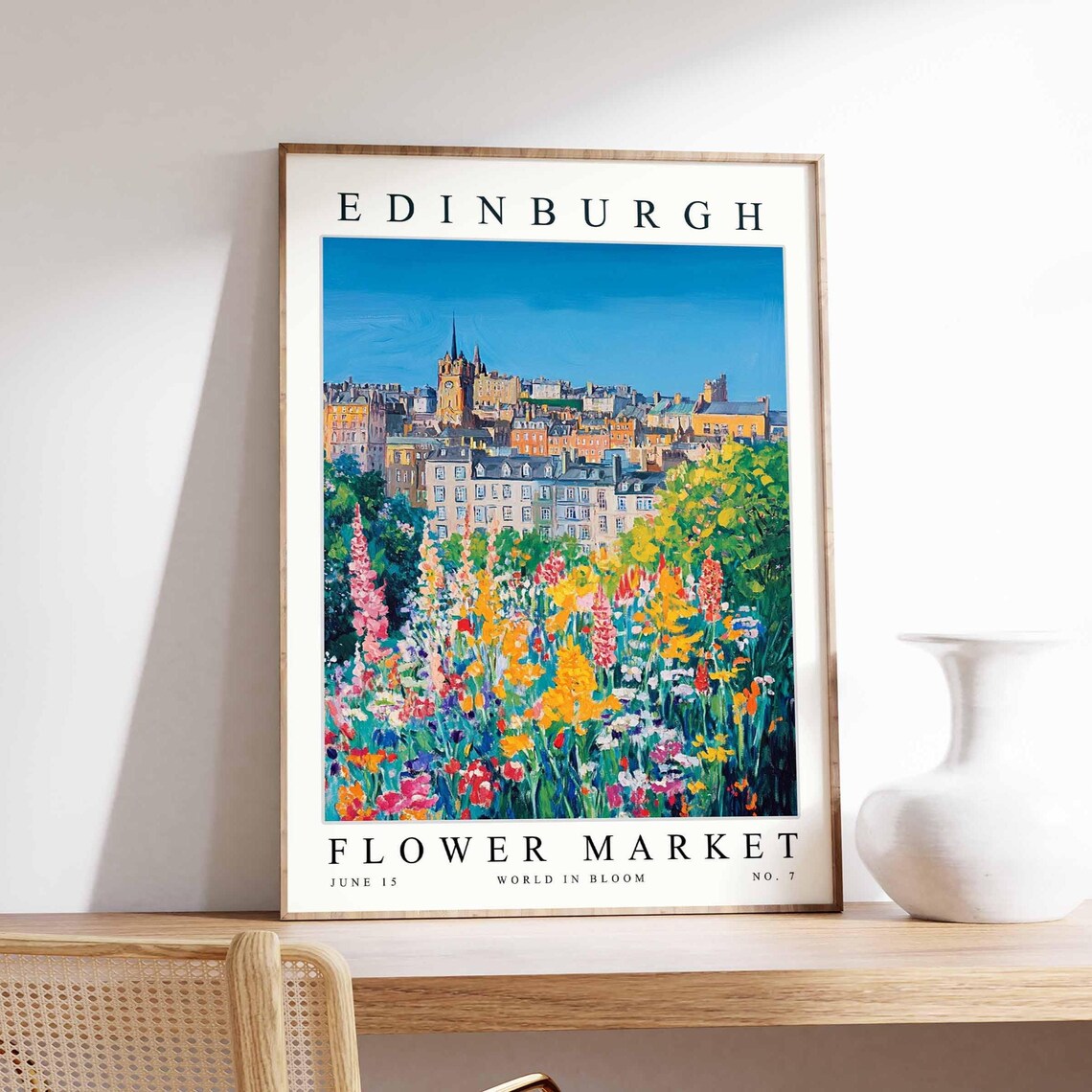Edinburgh Flower Market Old Town Orange Wildflower Bloom Poster
