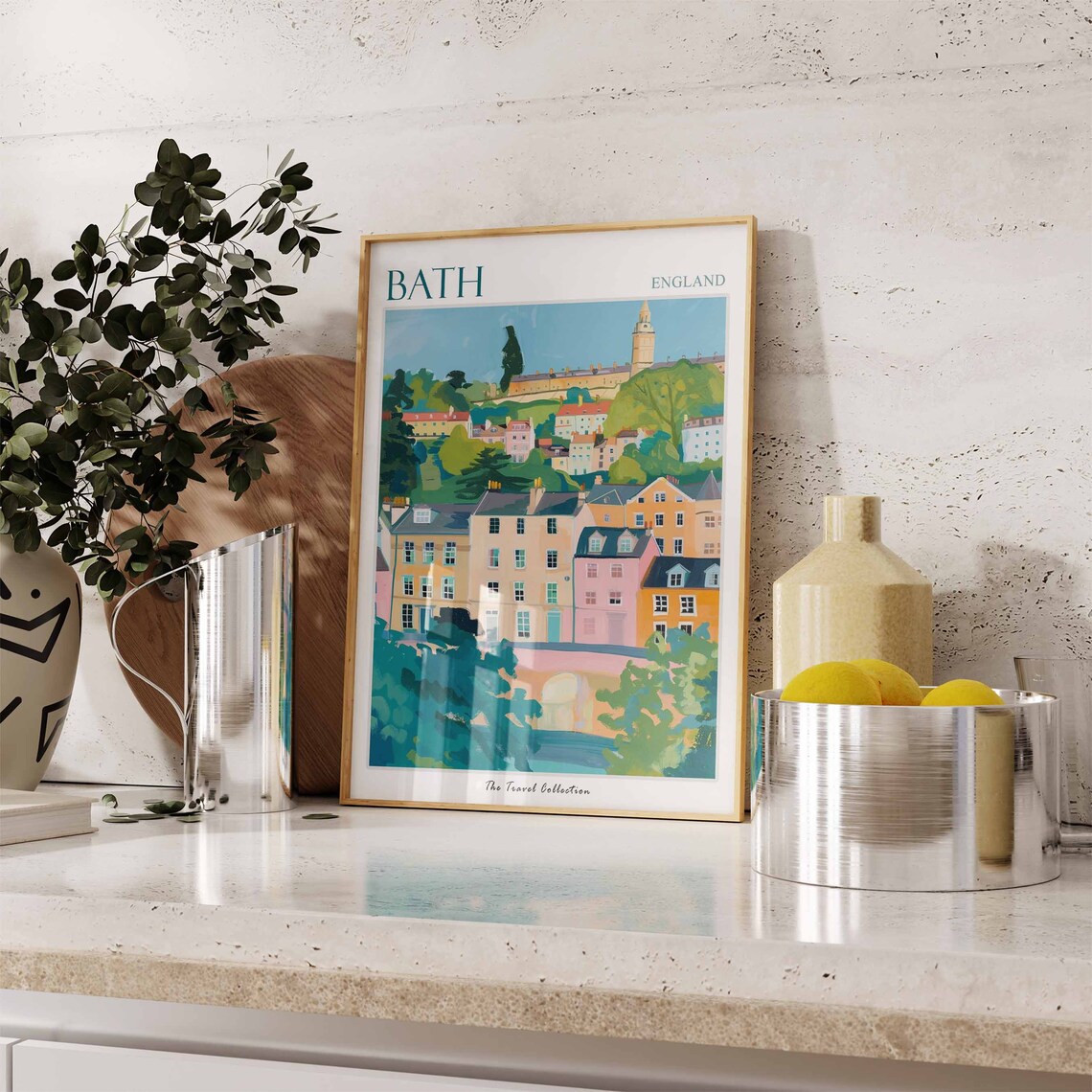 Bath Georgian Terraces Riverside Houses England Travel Poster - Image 3