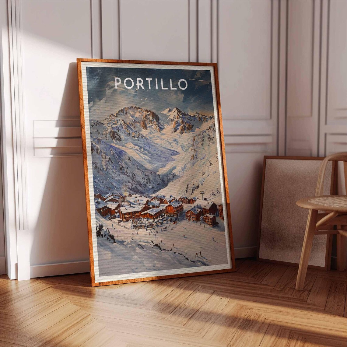 Portillo Chile Watercolor Rocky Peaks Ski Resort Andes Poster - Image 3
