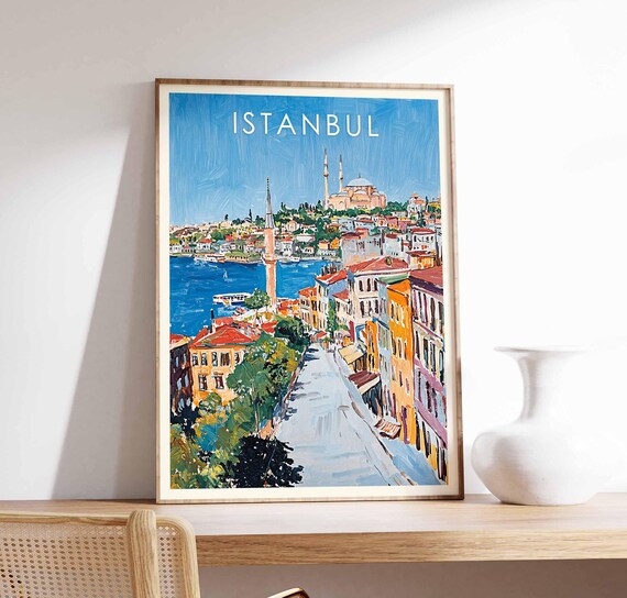 Istanbul Turkey Cityscape Mosque Minarets Golden Horn Poster