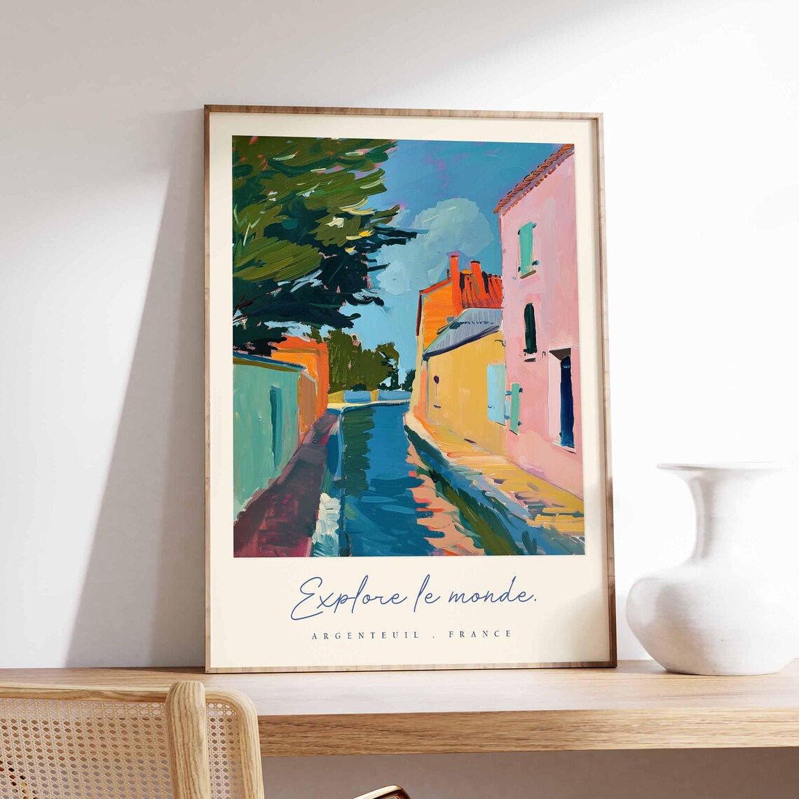 Argenteuil France Canal Colorful Houses Explore Le Monde Travel Poster