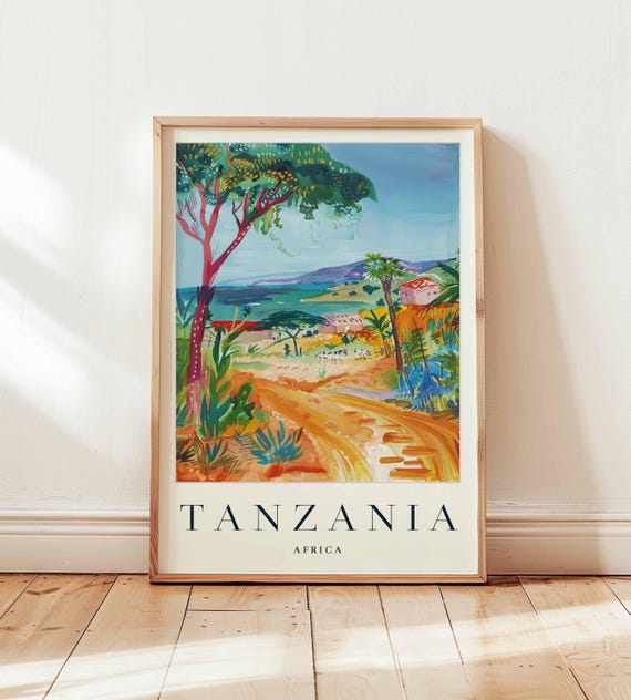 Tanzania Travel Poster Kilimanjaro Safari Africa Wall Art