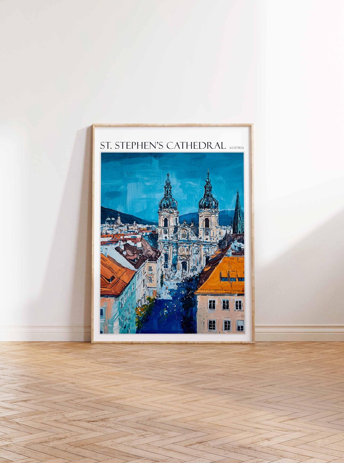 St. Stephen's Cathedral Night Twin Towers Orange Roofs Travel Poster - Image 2