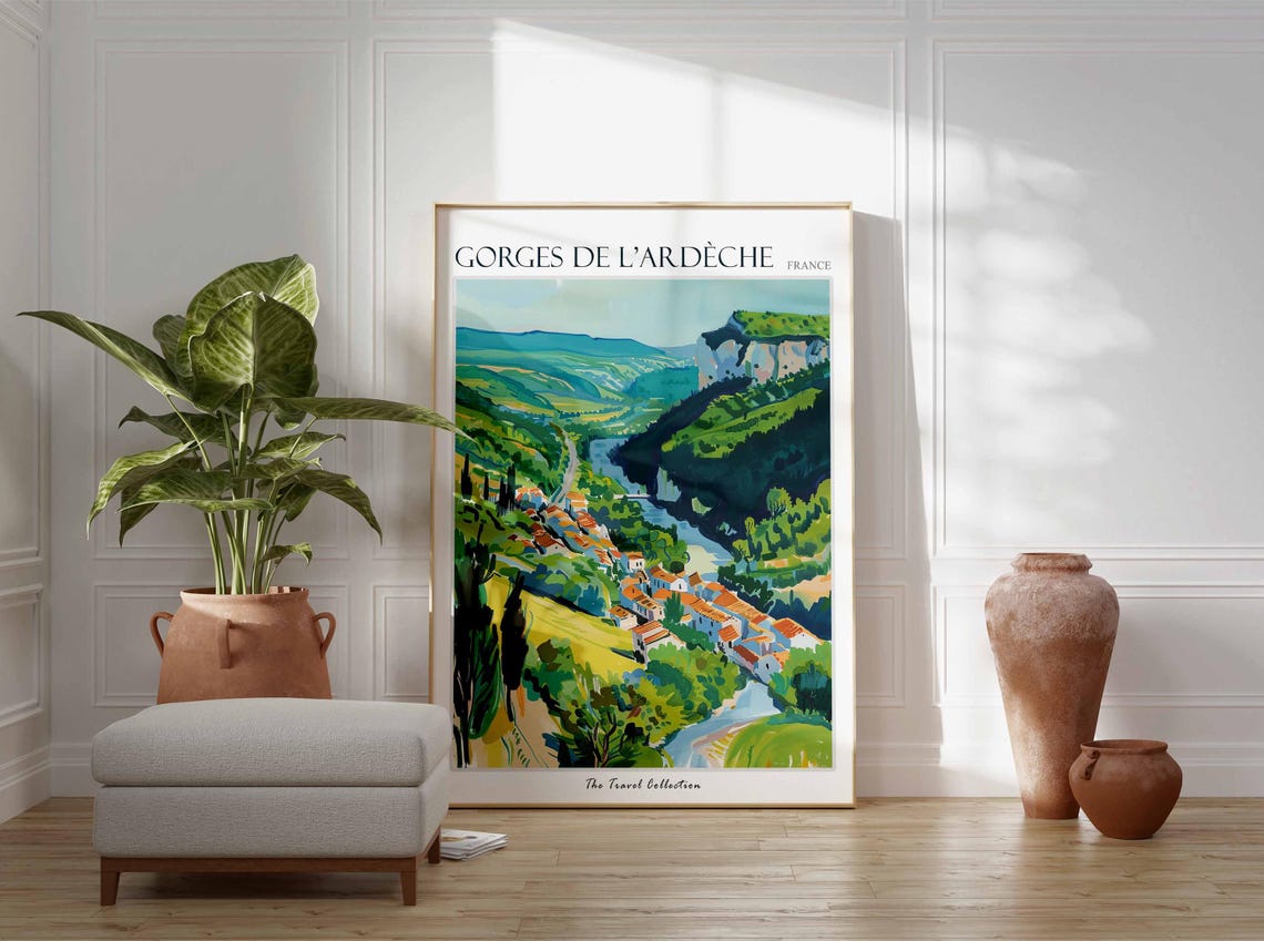Gorges De Lardche Poster France Travel Print French Decor Europe Travel Poster European Wall Art Gorges De Lardche Travel Poster - Image 3