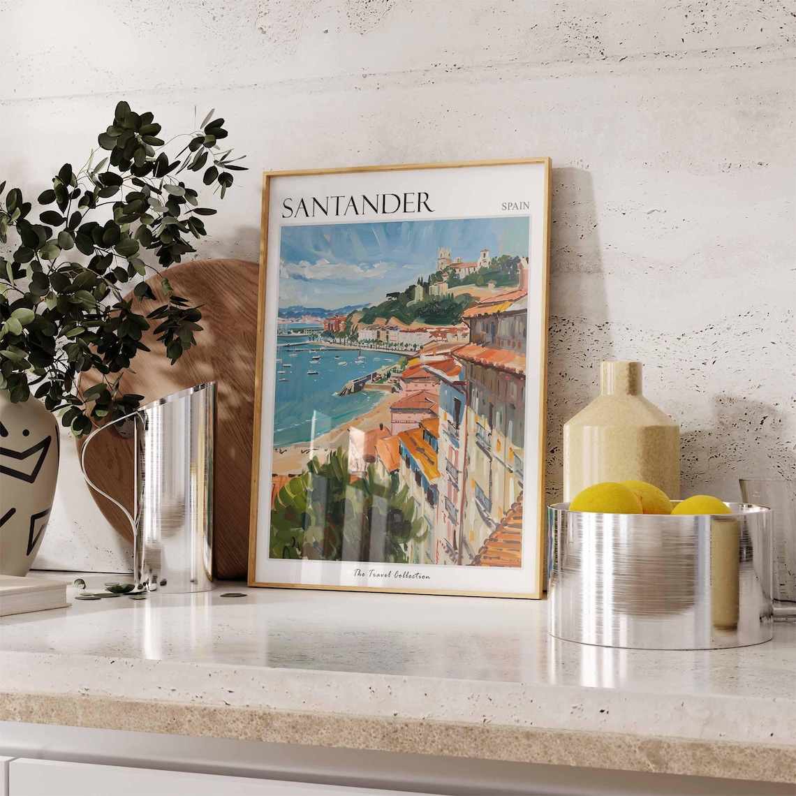 Santander Spain Bay Sailboats Hillside Town Art Travel Poster - Image 2