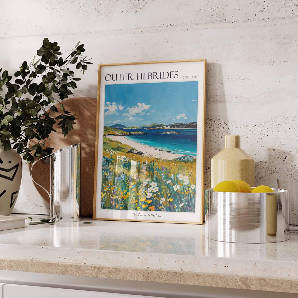 Outer Hebrides Curved Beach Turquoise Sea Scene Travel Poster - Image 3