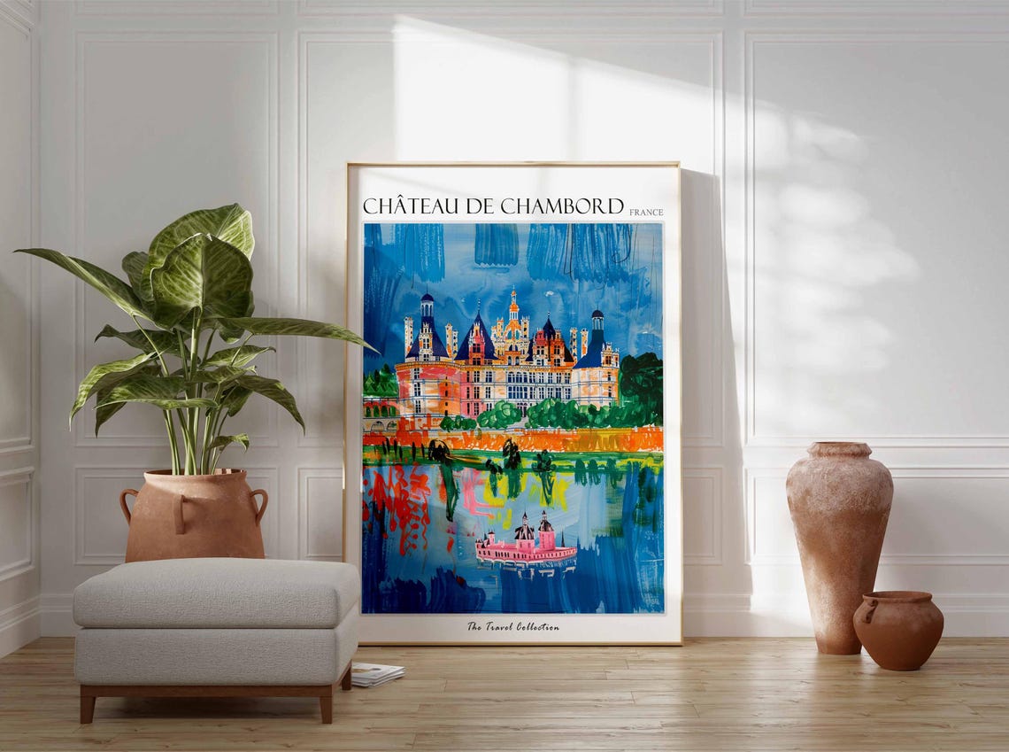 Chteau De Chambord Poster France Travel Print French Decor Europe Travel Poster European Wall Art Chteau De Chambord Travel Poster - Image 3