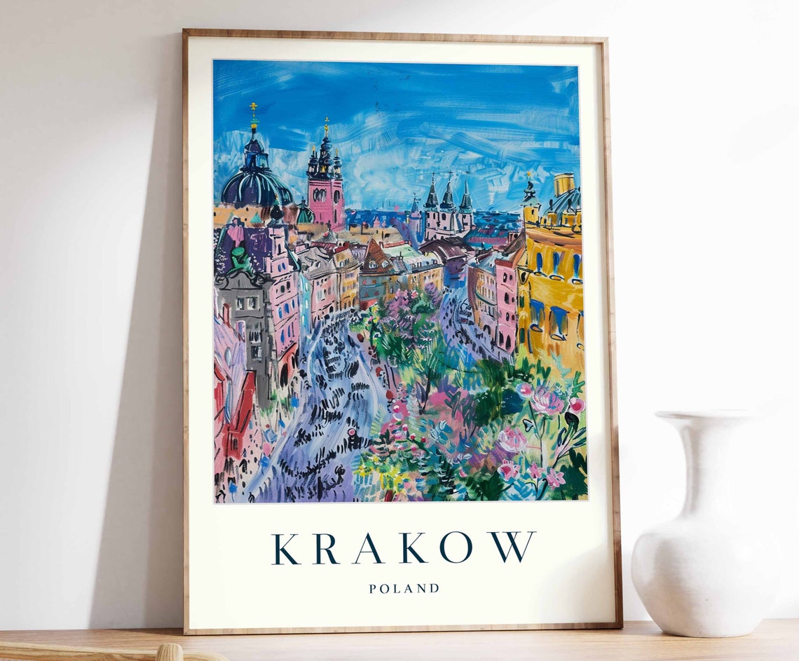 Krakw Poster Krakw Travel Print Poland Wall Art Krakw Travel Print European Decor City Print Krakw Gift Krakw Travel Poster