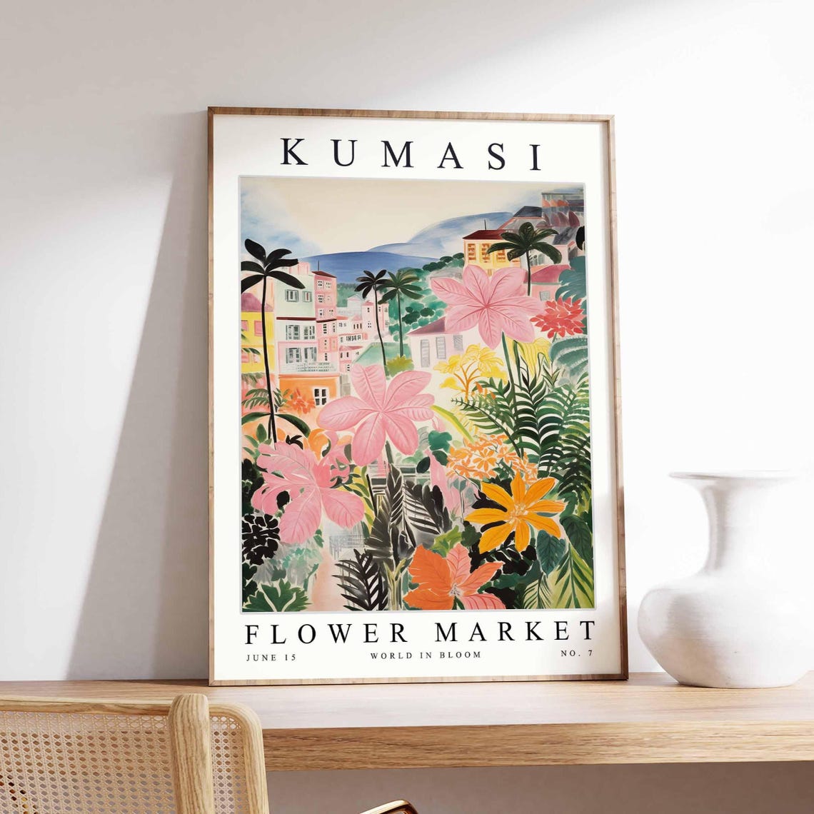 Kumasi Flower Market Poster Print Ghanaian Floral Wall Art Decor Botanical Ghana Africa Travel