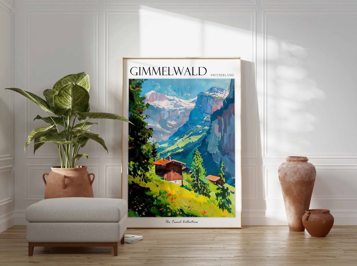 Gimmelwald Poster Switzerland Travel Print Swiss Decor Europe Travel Poster European Wall Art Gimmelwald Gift Gimmelwald Travel Poster - Image 3