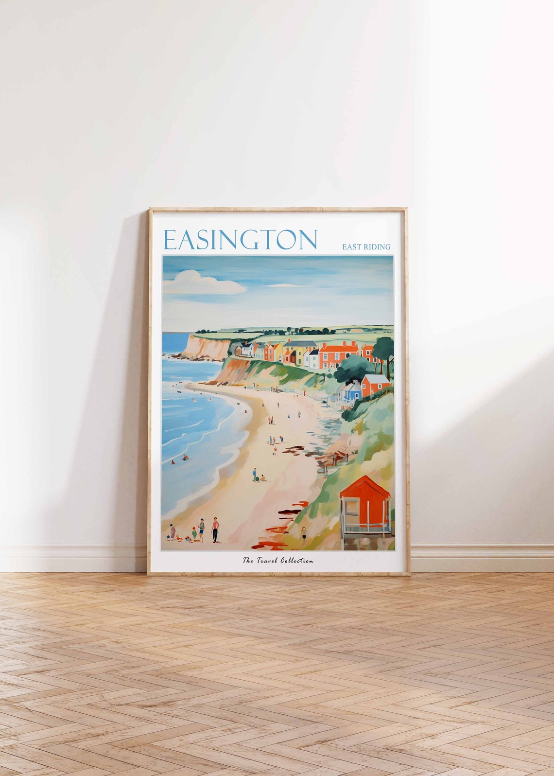 Easington East Riding Red Beach Hut Curving Bay Seaside Travel Poster - Image 2