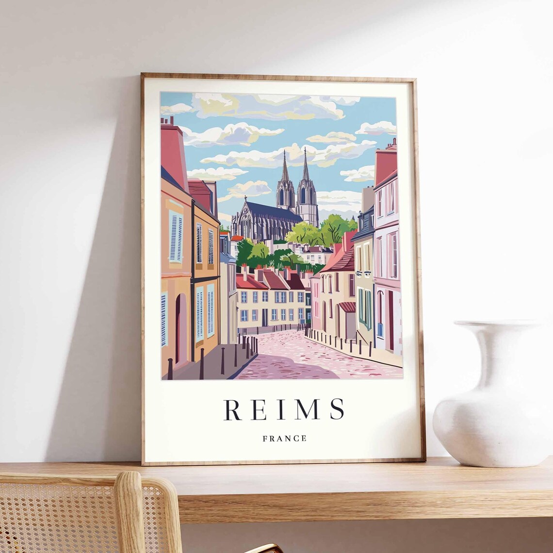 Reims Poster France Travel Print French Decor Europe European Wall Art City Gift