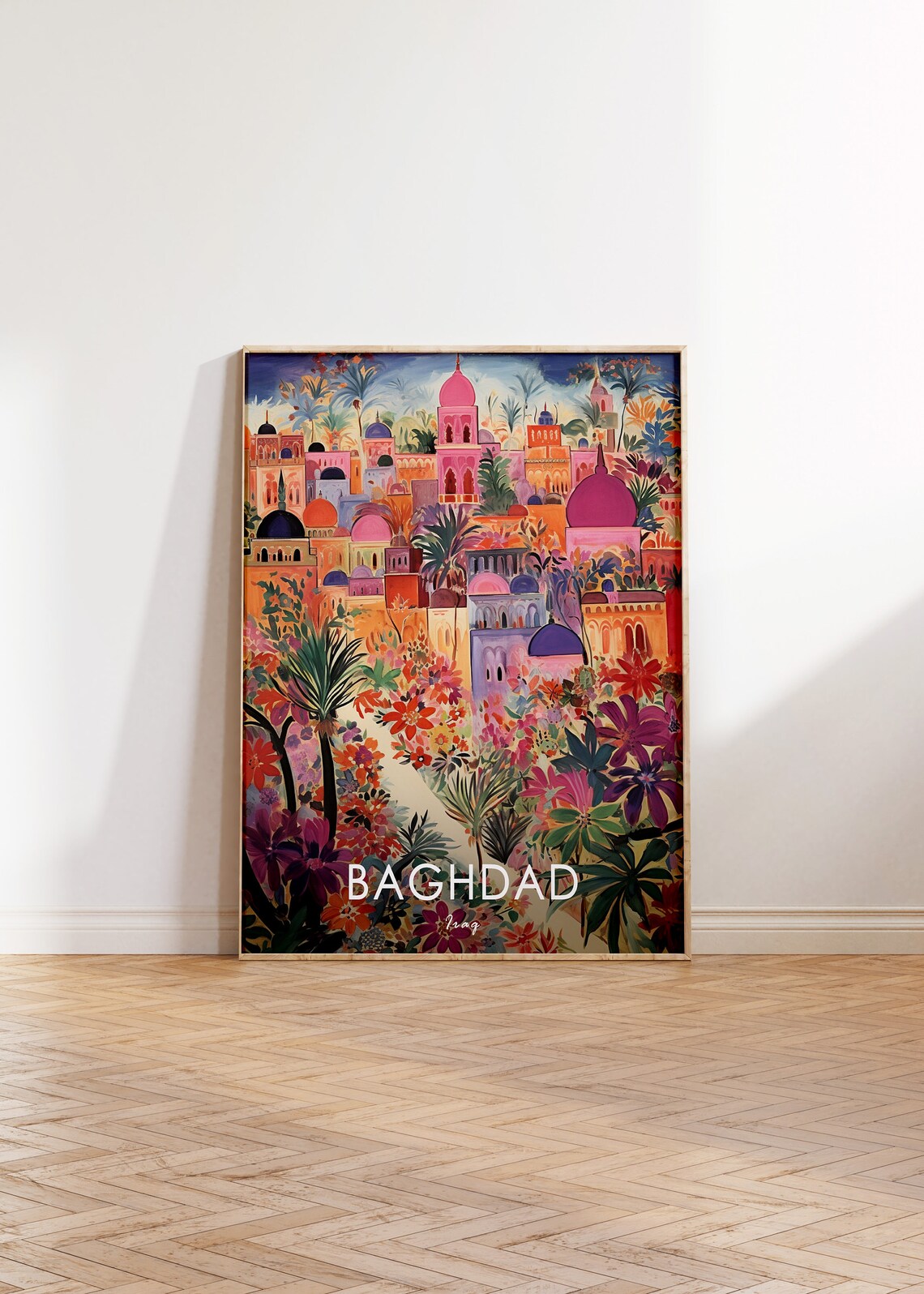Baghdad Travel Poster, Islamic Floral Wall Art - Image 2