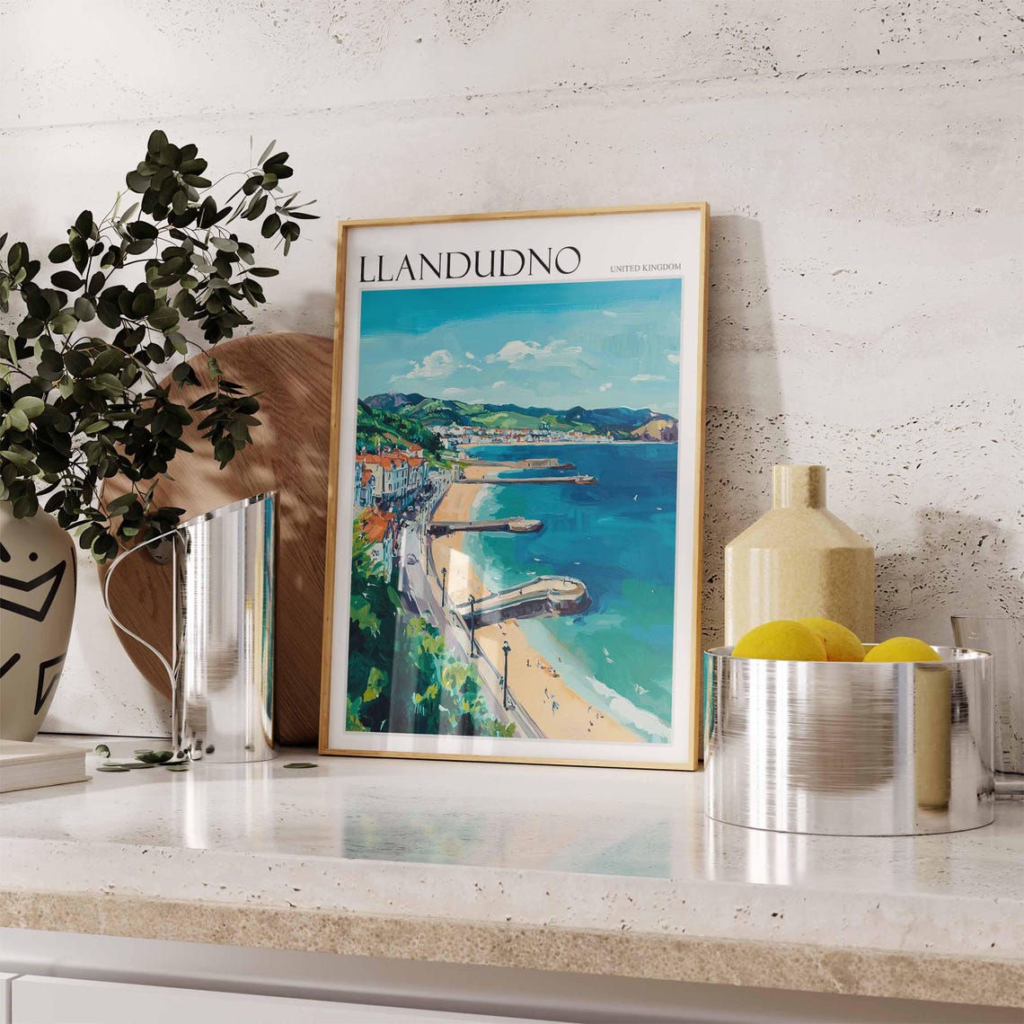 Llandudno Poster Wales Poster Uk Travel Print Coastal Wall Art British Decor Wales Travel Print Beach House Decor Llandudno Wales Art - Image 2