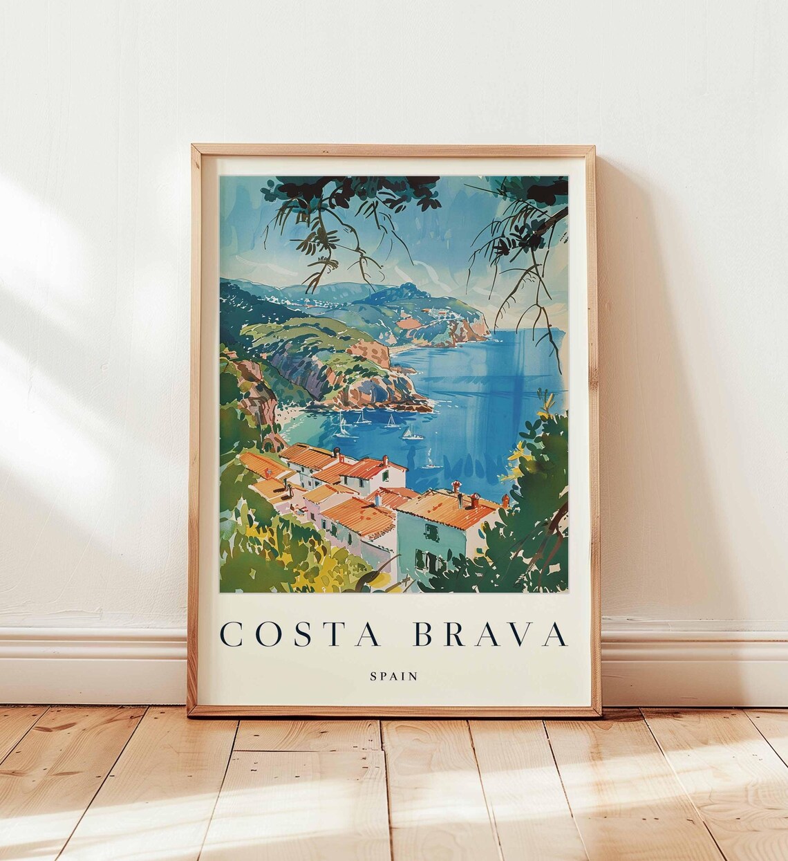 Costa Brava Spain Coastal Village Terracotta Roofs Blue Bay Poster