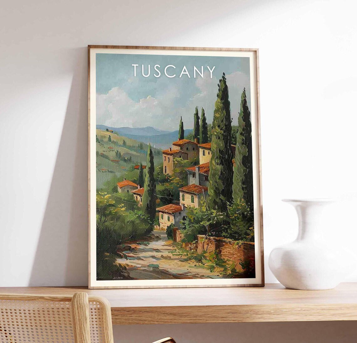 Tuscany Italy Rolling Hills Cypress Villages Scenic Travel Poster