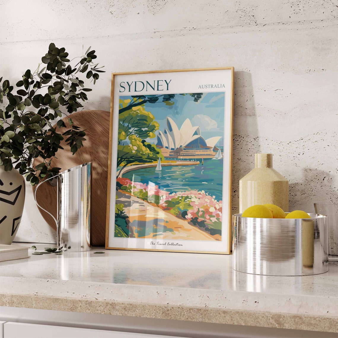 Sydney Australia Opera House Harbor Waterfront Illustration Poster - Image 2