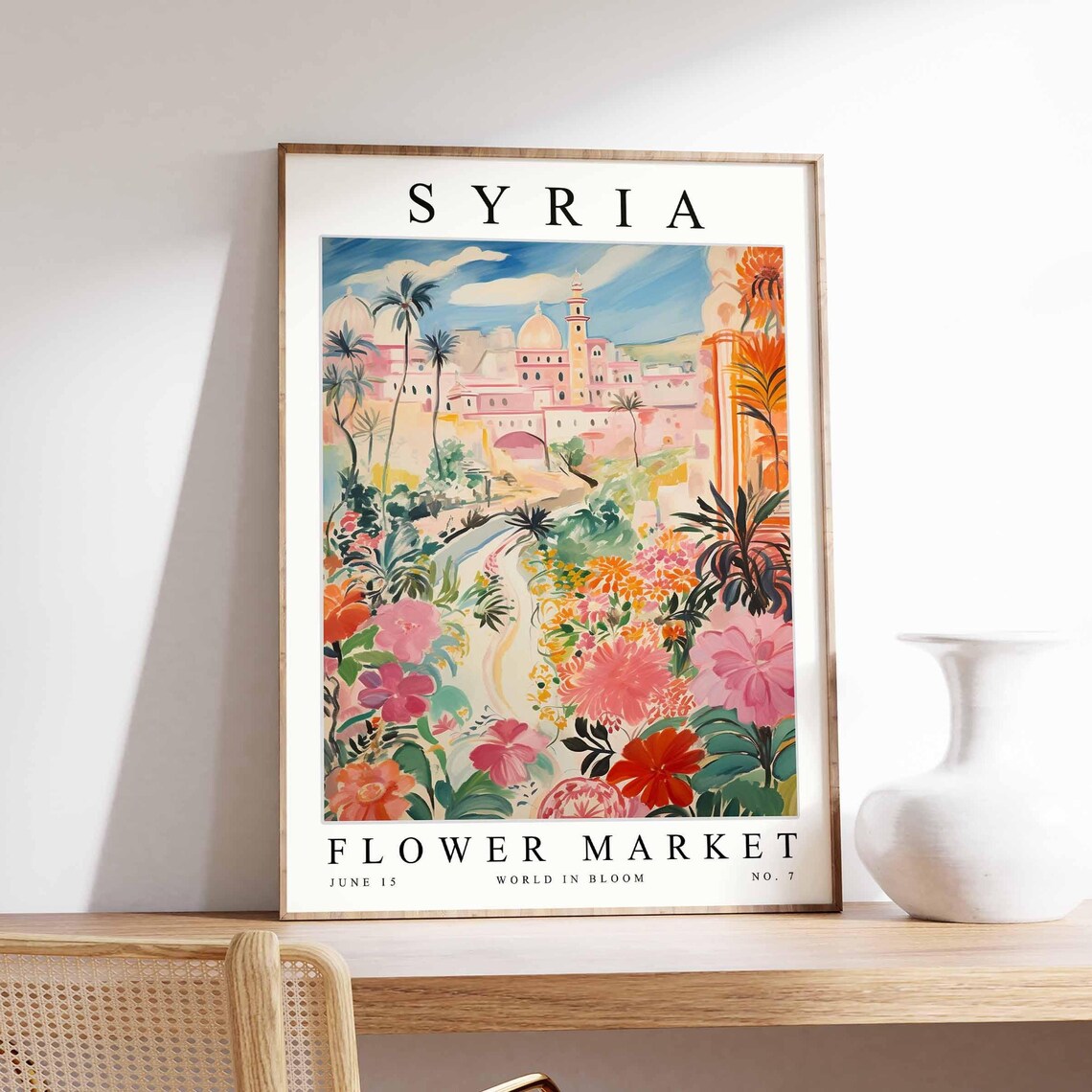 Syria Flower Market Desert City Domes And Minaret Floral Poster