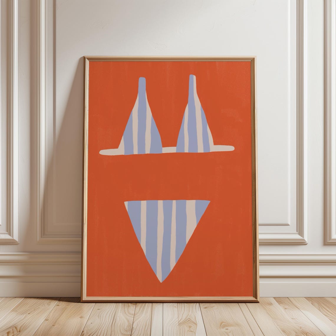 Hand Drawn Striped Bikini Fashion Illustration Minimal Art Print