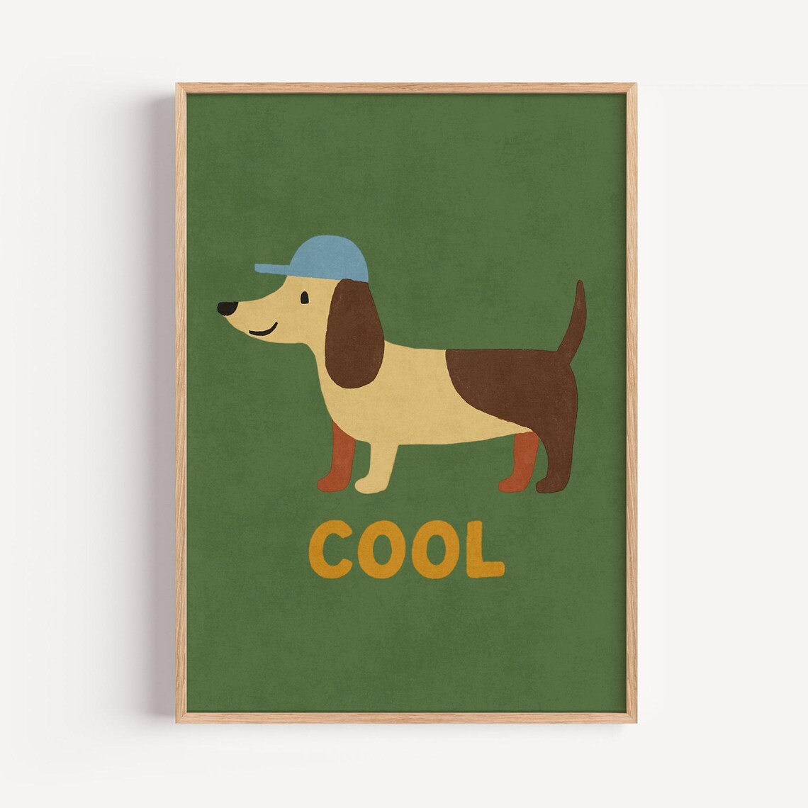 Cool Dachshund Wearing Cap Funny Kids Dog Illustration Poster