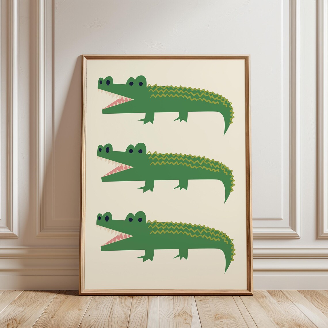 Playful Alligator Print Fun Animal Illustration Art Kids Room Decor