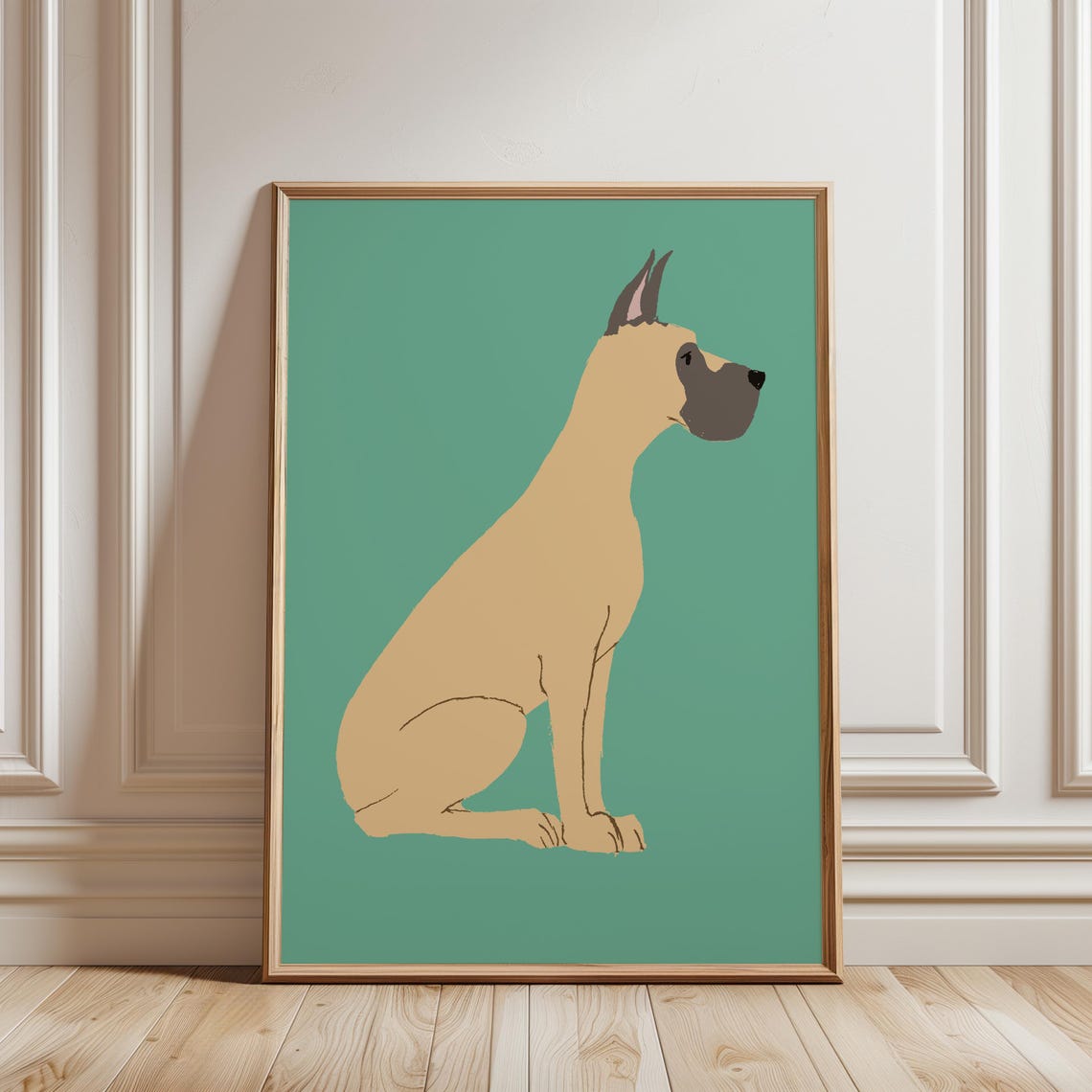 Great Dane Dog Poster Minimalist Modern Pet Wall Decor Green