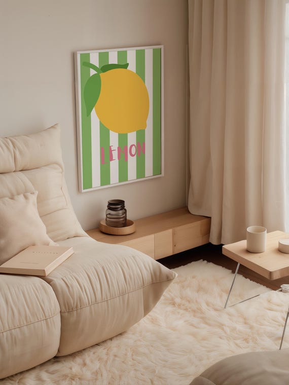 Lemon Kitchen Print Colorful Citrus Wall Art